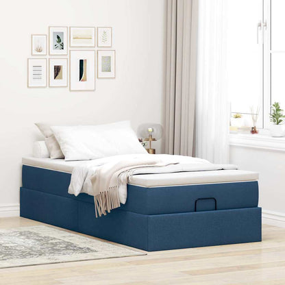 vidaXL Lit ottoman avec matelas Bleu 90x190 cm Tissu