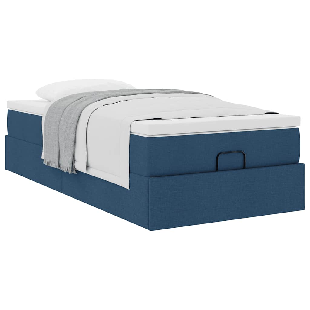 vidaXL Lit ottoman avec matelas Bleu 90x190 cm Tissu
