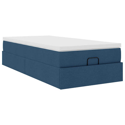 vidaXL Lit ottoman avec matelas Bleu 90x190 cm Tissu