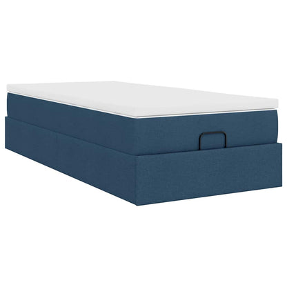 vidaXL Lit ottoman avec matelas Bleu 90x190 cm Tissu