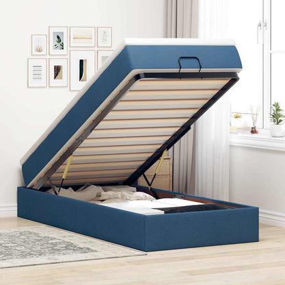 vidaXL Lit ottoman avec matelas Bleu 90x190 cm Tissu