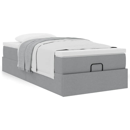 vidaXL Ottoman-Bett mit Matratze Hellgrau 90x200 cm Stoff