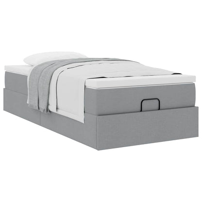 vidaXL Ottoman-Bett mit Matratze Hellgrau 90x200 cm Stoff