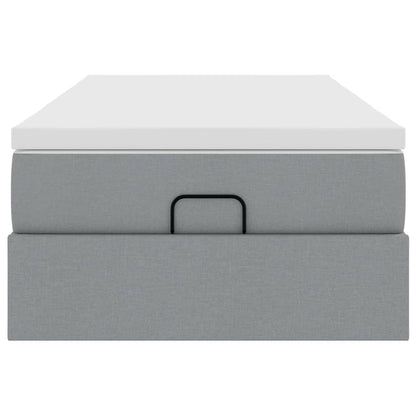 vidaXL Ottoman-Bett mit Matratze Hellgrau 90x200 cm Stoff