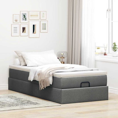 vidaXL Ottoman-Bett mit Matratze Dunkelgrau 90x200 cm Stoff