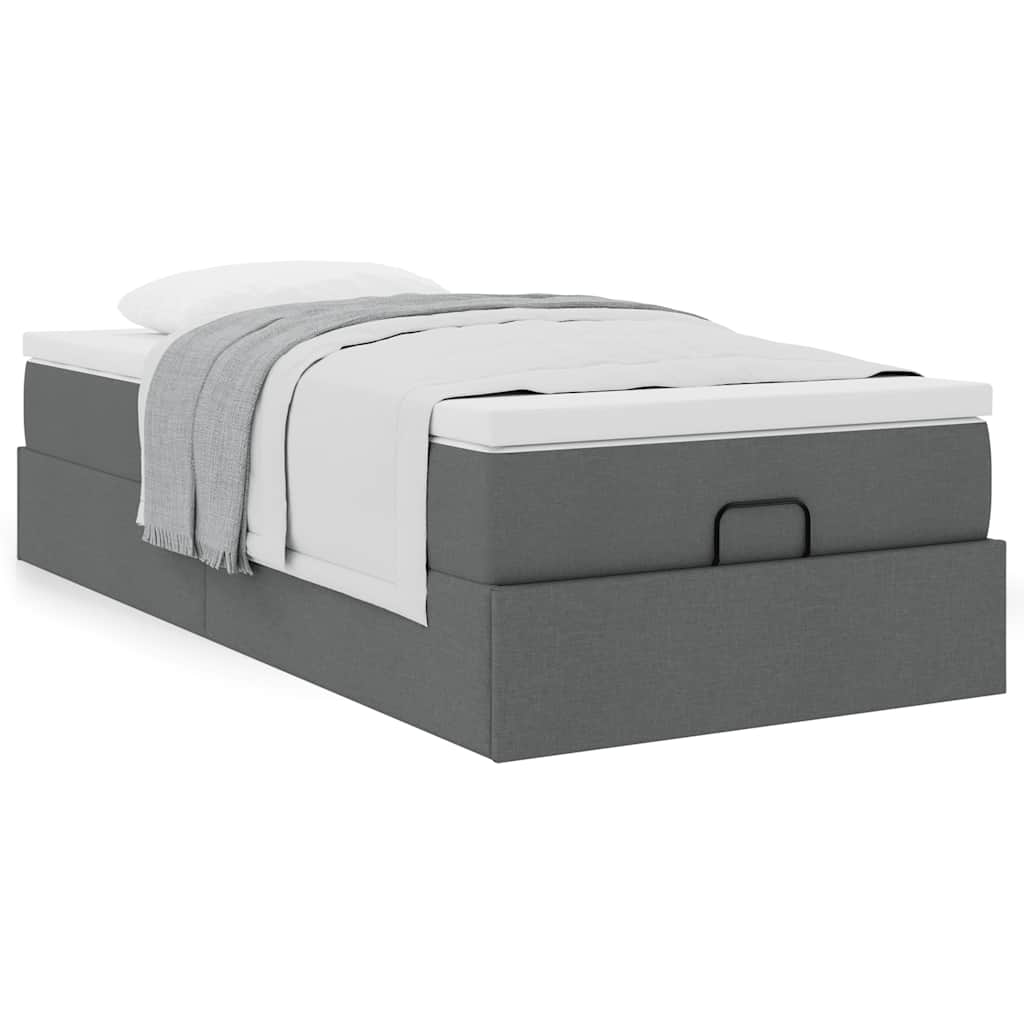 vidaXL Ottoman-Bett mit Matratze Dunkelgrau 90x200 cm Stoff