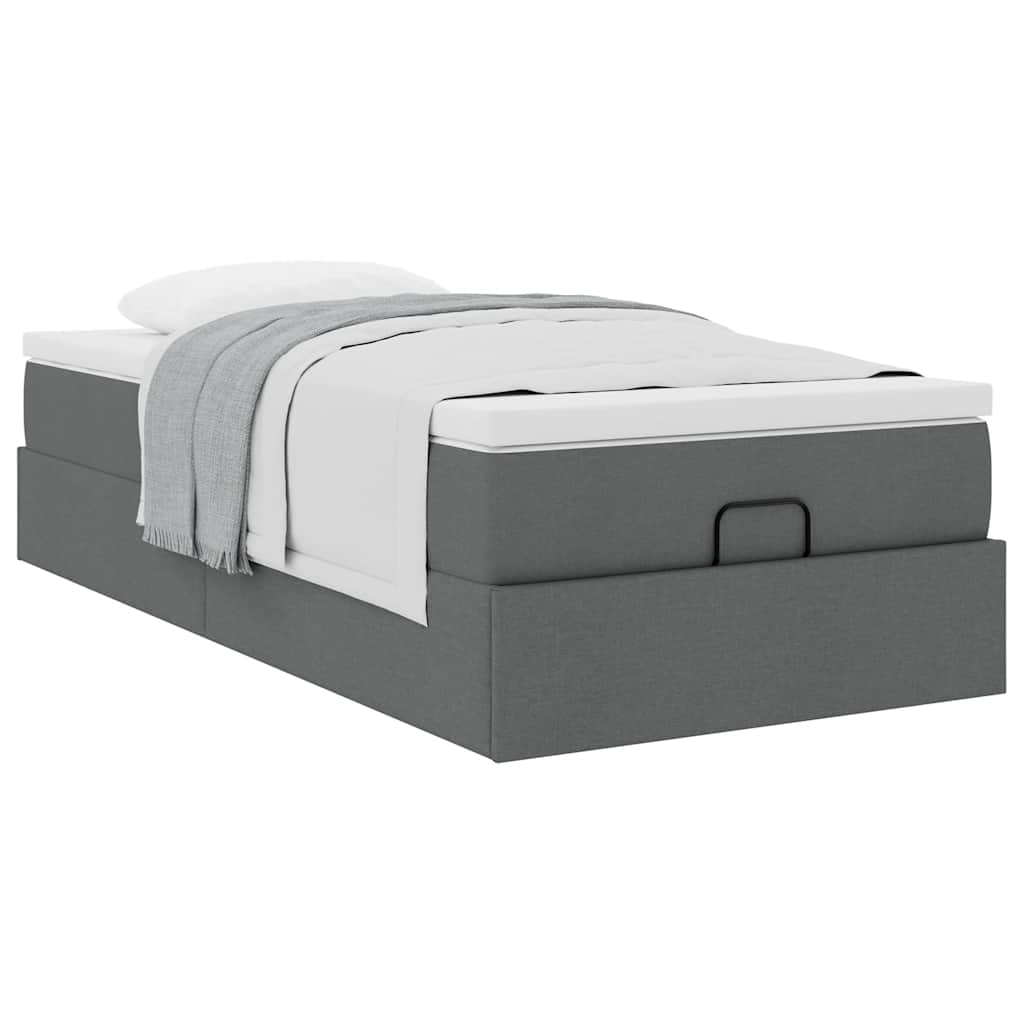 vidaXL Ottoman-Bett mit Matratze Dunkelgrau 90x200 cm Stoff