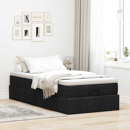 vidaXL Lit ottoman avec matelas Noir 90x200 cm Tissu