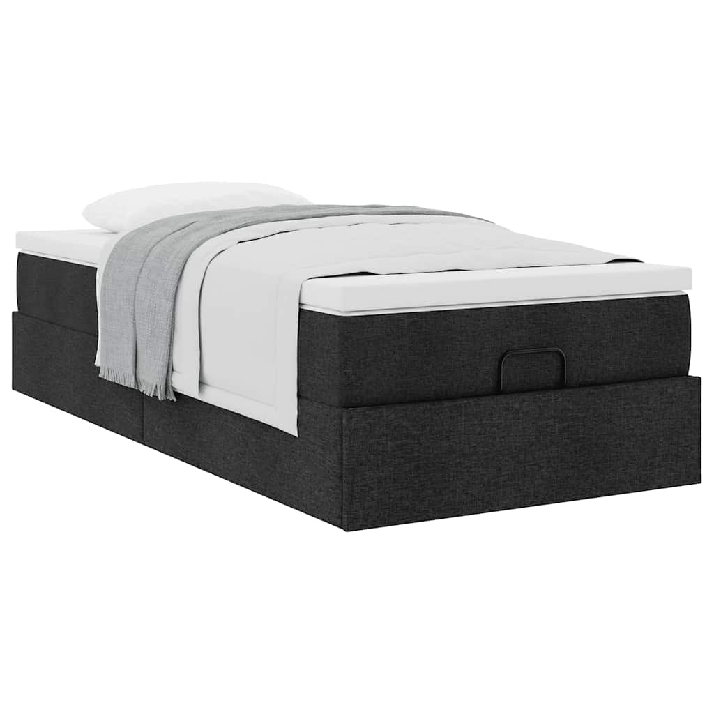 vidaXL Lit ottoman avec matelas Noir 90x200 cm Tissu
