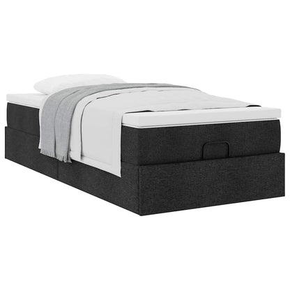 vidaXL Lit ottoman avec matelas Noir 90x200 cm Tissu