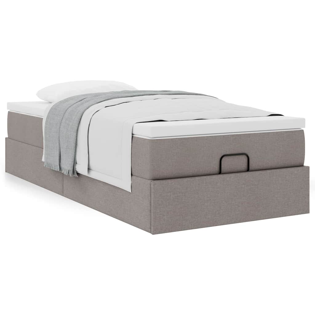 vidaXL Lit ottoman avec matelas taupe 90x200 cm tissu