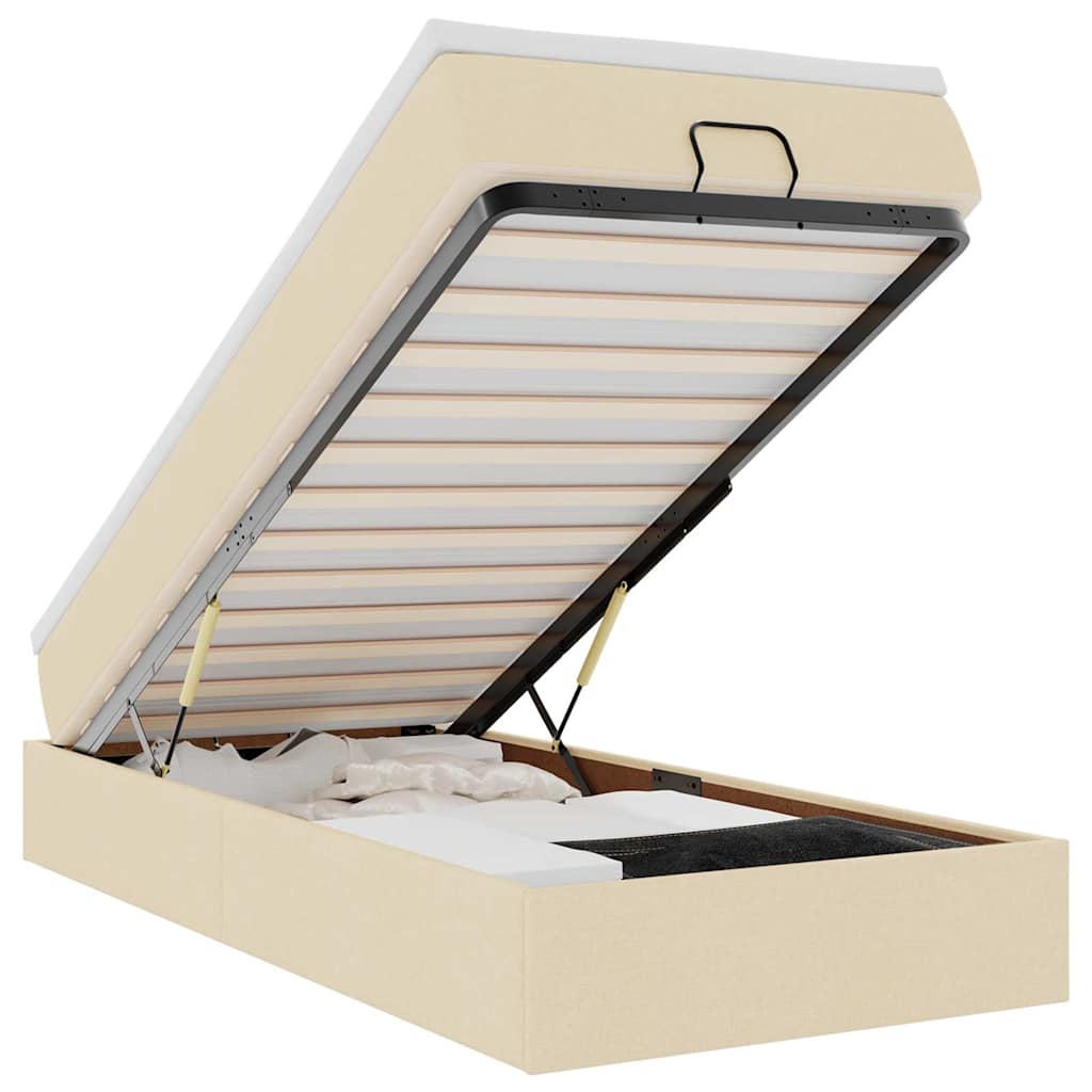 Ottoman-Bett mit Matratze Creme 90x200 cm Stoff