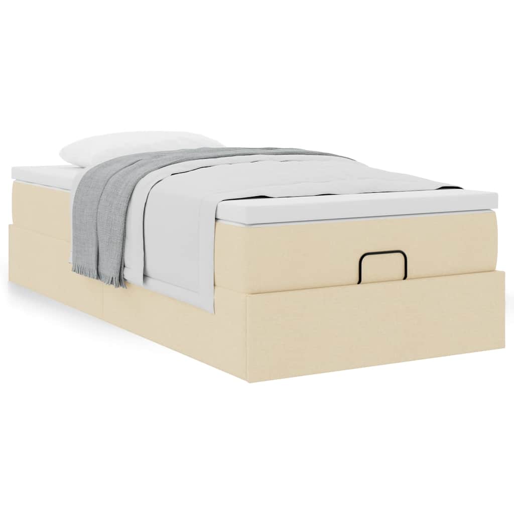 vidaXL Lit ottoman avec matelas Crème 90x200 cm Tissu