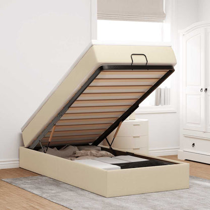 Ottoman-Bett mit Matratze Creme 90x200 cm Stoff