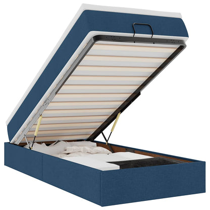 Ottoman-Bett mit Matratze Blau 90x200 cm Stoff