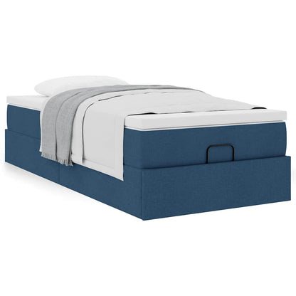 vidaXL Ottoman-Bett mit Matratze Blau 90x200 cm Stoff