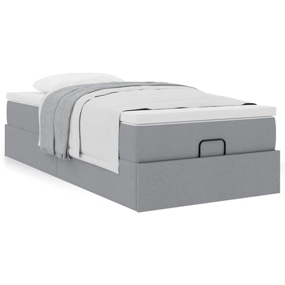 vidaXL Ottoman-Bett mit Matratze Hellgrau 100x200 cm Stoff