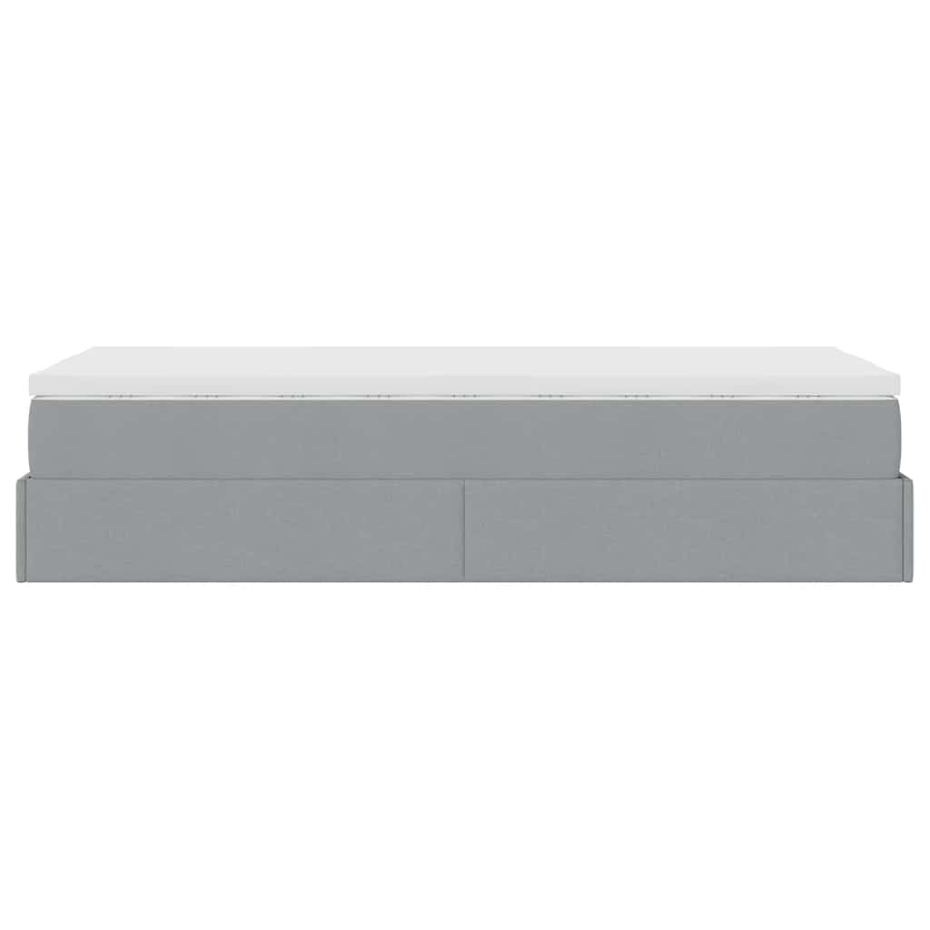 Ottoman-Bett mit Matratze Hellgrau 100x200 cm Stoff