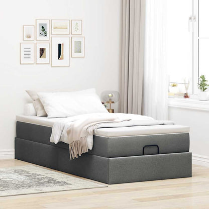 vidaXL Ottoman-Bett mit Matratze Dunkelgrau 100x200 cm Stoff