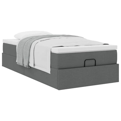 vidaXL Ottoman-Bett mit Matratze Dunkelgrau 100x200 cm Stoff