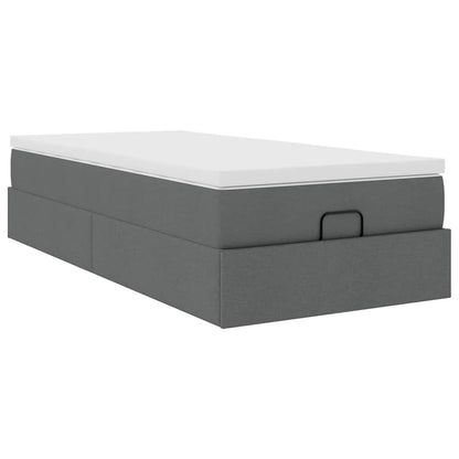 vidaXL Ottoman-Bett mit Matratze Dunkelgrau 100x200 cm Stoff