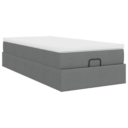 vidaXL Ottoman-Bett mit Matratze Dunkelgrau 100x200 cm Stoff