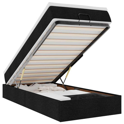 Ottoman-Bett mit Matratze Schwarz 100x200 cm Stoff
