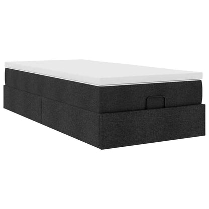 Ottoman-Bett mit Matratze Schwarz 100x200 cm Stoff