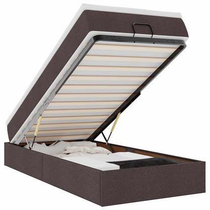 Ottoman-Bett mit Matratze Dunkelbraun 100x200 cm Stoff