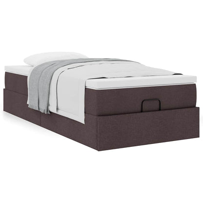 vidaXL Lit Ottoman avec matelas Marron foncé 100x200 cm Tissu