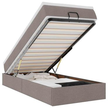 vidaXL Lit Ottoman avec matelas Taupe 100x200 cm Tissu