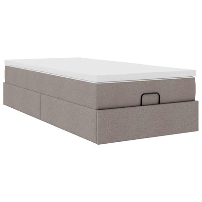 vidaXL Lit Ottoman avec matelas Taupe 100x200 cm Tissu