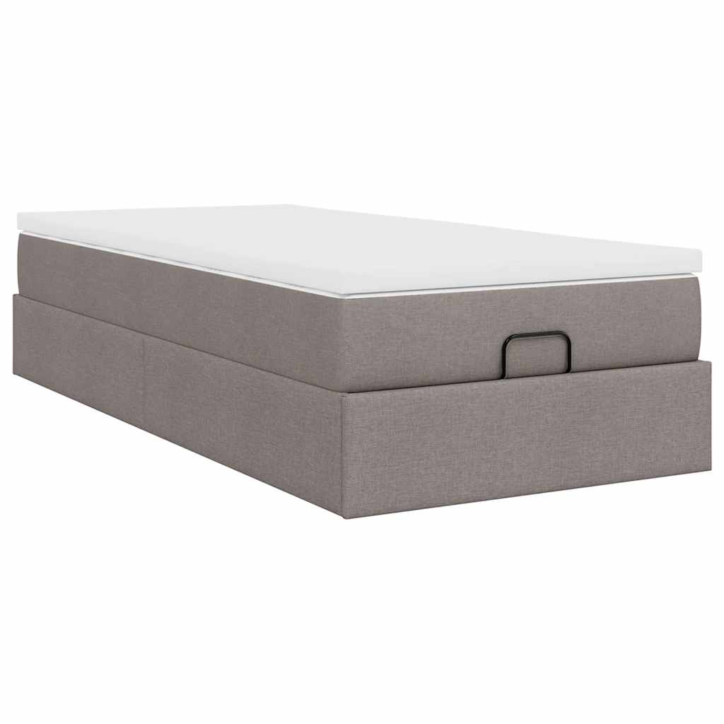 vidaXL Lit Ottoman avec matelas Taupe 100x200 cm Tissu