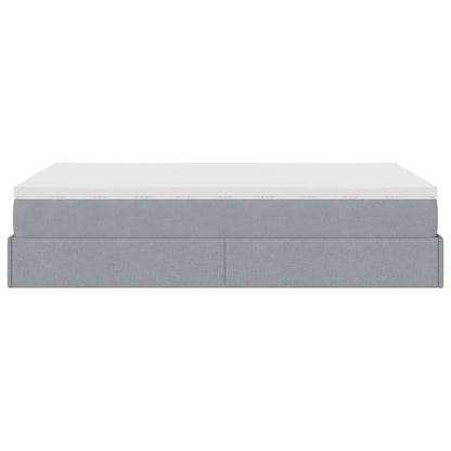 Ottoman-Bett mit Matratze Hellgrau 120x190 cm Stoff