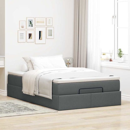 vidaXL Ottoman-Bett mit Matratze Dunkelgrau 120x190 cm Stoff