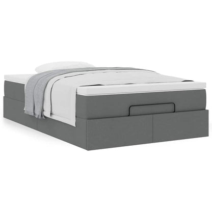 vidaXL Ottoman-Bett mit Matratze Dunkelgrau 120x190 cm Stoff