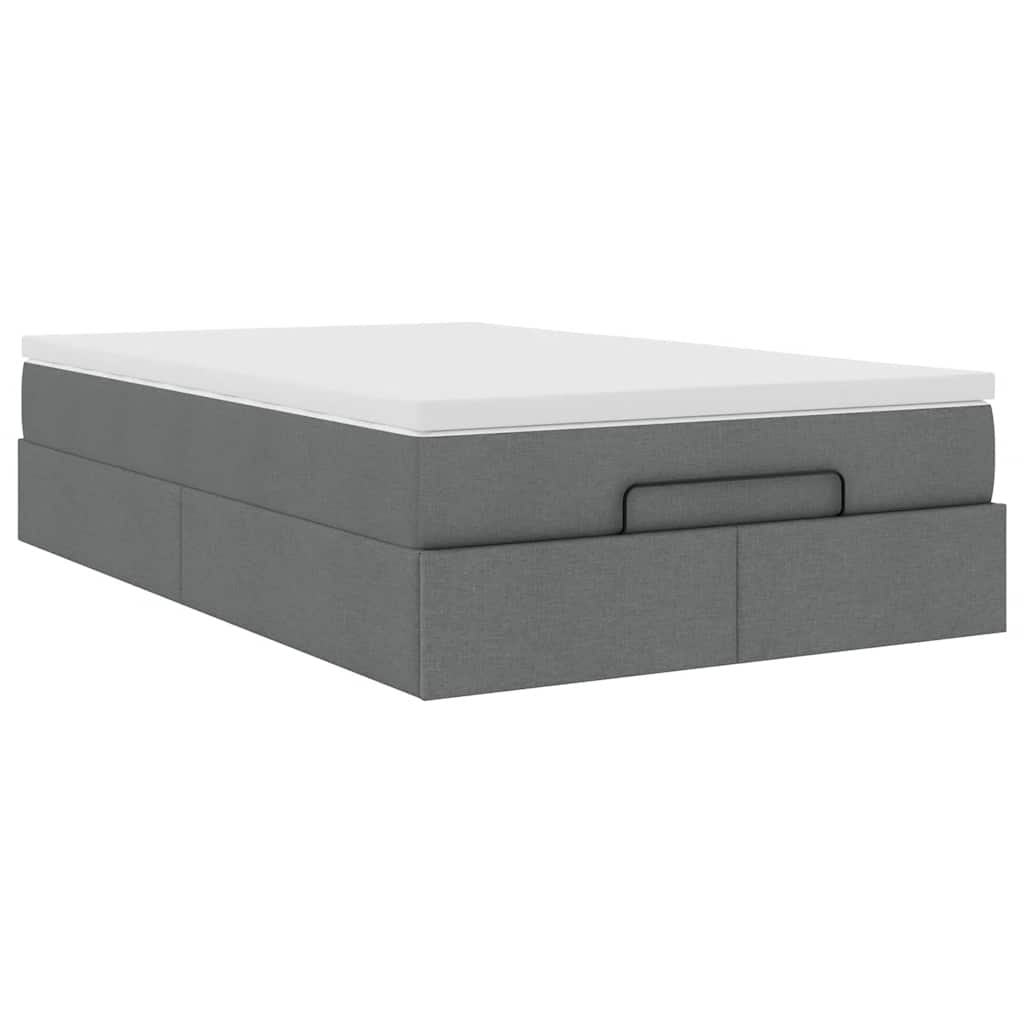 vidaXL Ottoman-Bett mit Matratze Dunkelgrau 120x190 cm Stoff