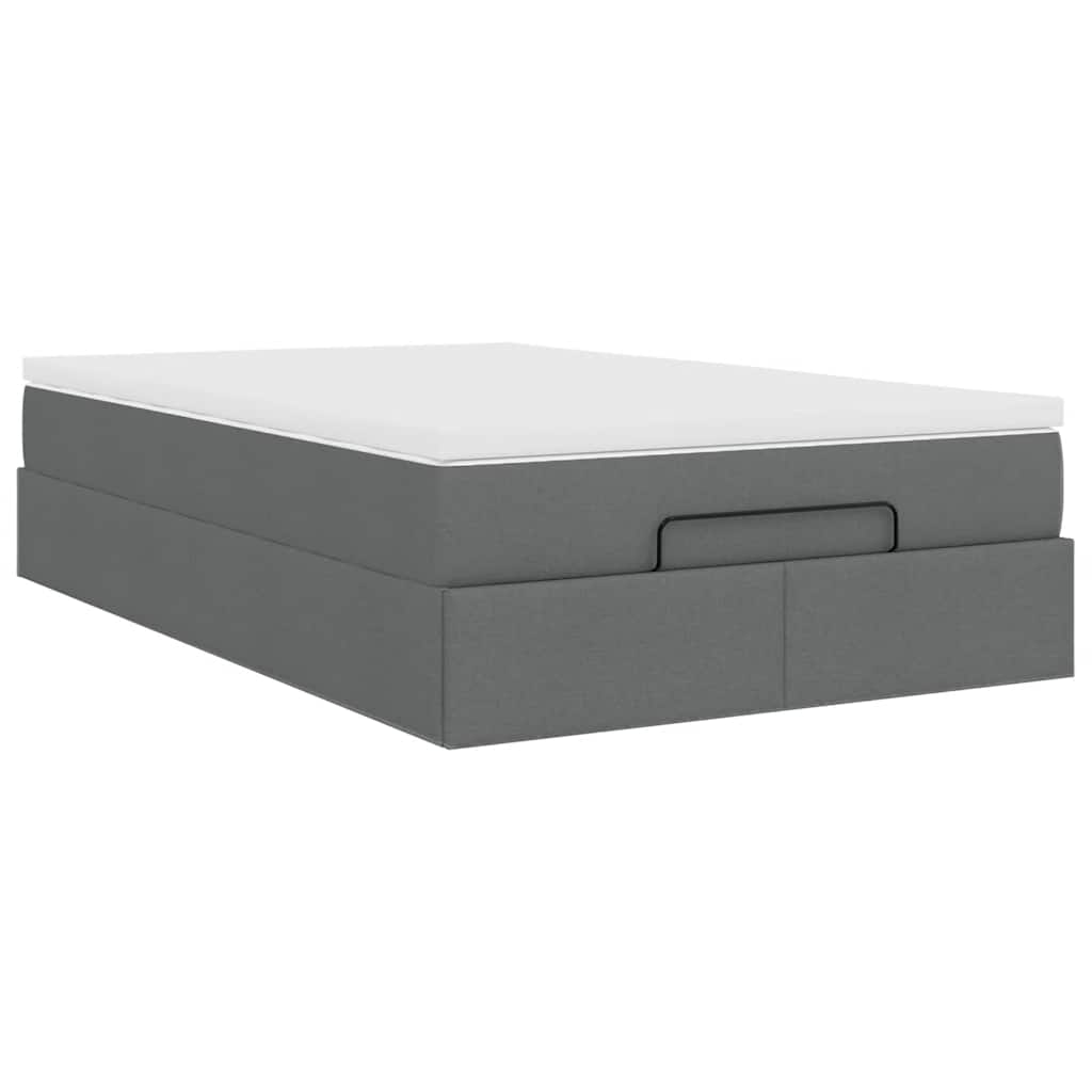vidaXL Ottoman-Bett mit Matratze Dunkelgrau 120x190 cm Stoff