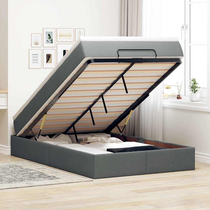 vidaXL Ottoman-Bett mit Matratze Dunkelgrau 120x190 cm Stoff