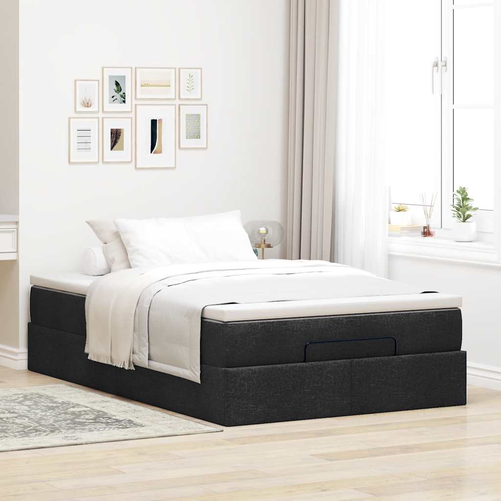 vidaXL Lit coffre avec matelas noir 120x190 cm tissu