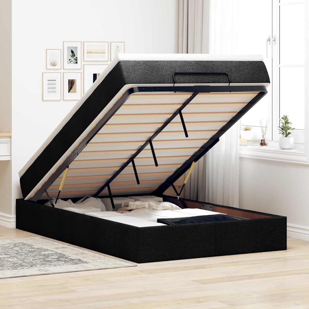 vidaXL Lit coffre avec matelas noir 120x190 cm tissu