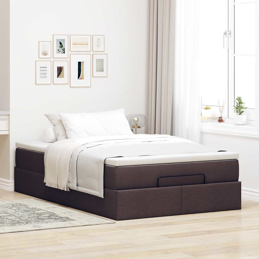 vidaXL Lit ottoman avec matelas Marron foncé 120x190 cm Tissu