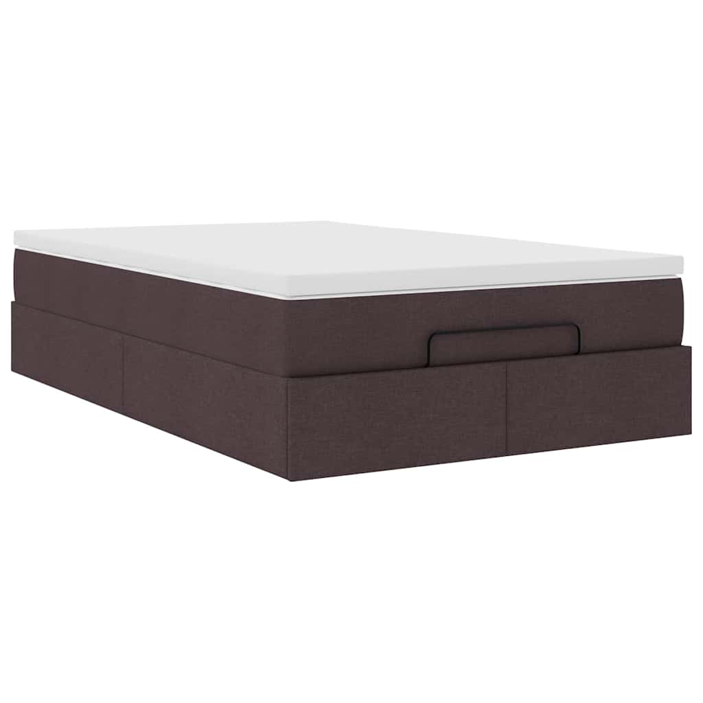 vidaXL Lit ottoman avec matelas Marron foncé 120x190 cm Tissu