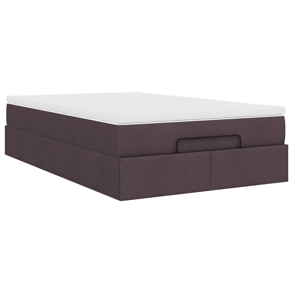vidaXL Lit ottoman avec matelas Marron foncé 120x190 cm Tissu