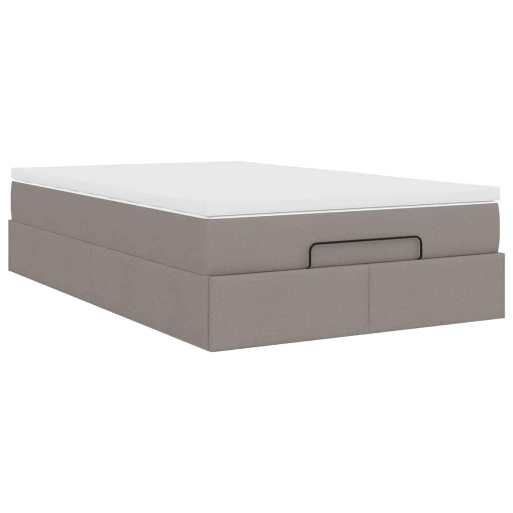 vidaXL Ottoman-Bett mit Matratze Taupe 120x190 cm Stoff