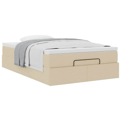 vidaXL Lit ottoman avec matelas crème 120x190 cm tissu