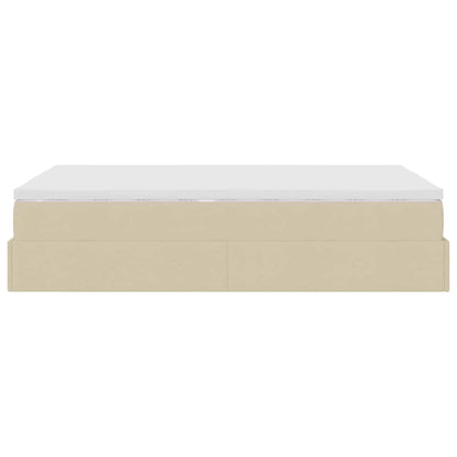 vidaXL Lit ottoman avec matelas crème 120x190 cm tissu