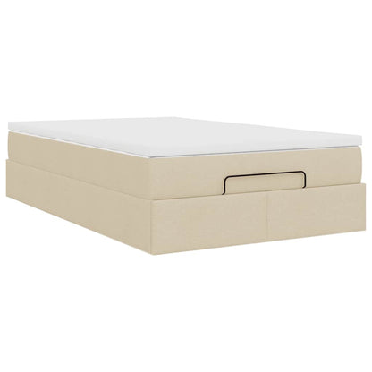 vidaXL Lit ottoman avec matelas crème 120x190 cm tissu