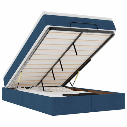 Ottoman-Bett mit Matratze Blau 120x190 cm Stoff
