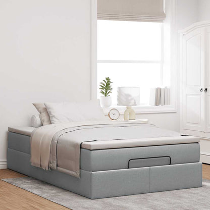 vidaXL Ottoman-Bett mit Matratze Hellgrau 120x200 cm Stoff